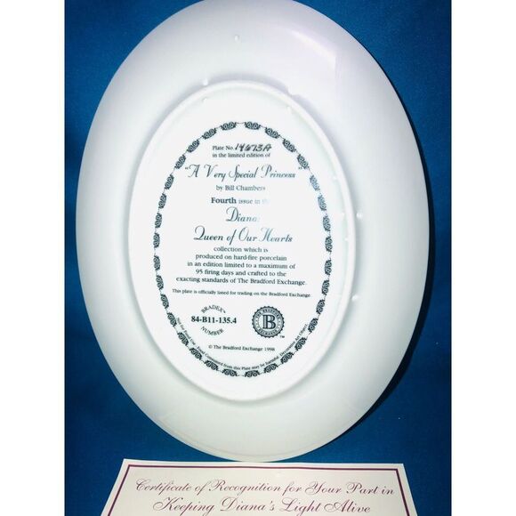 BRADFORD EXCHANGE PRINCESS DIANA "A VERY SPECIAL PRINCESS" 1998 oval PLATE - Picture 4 of 6